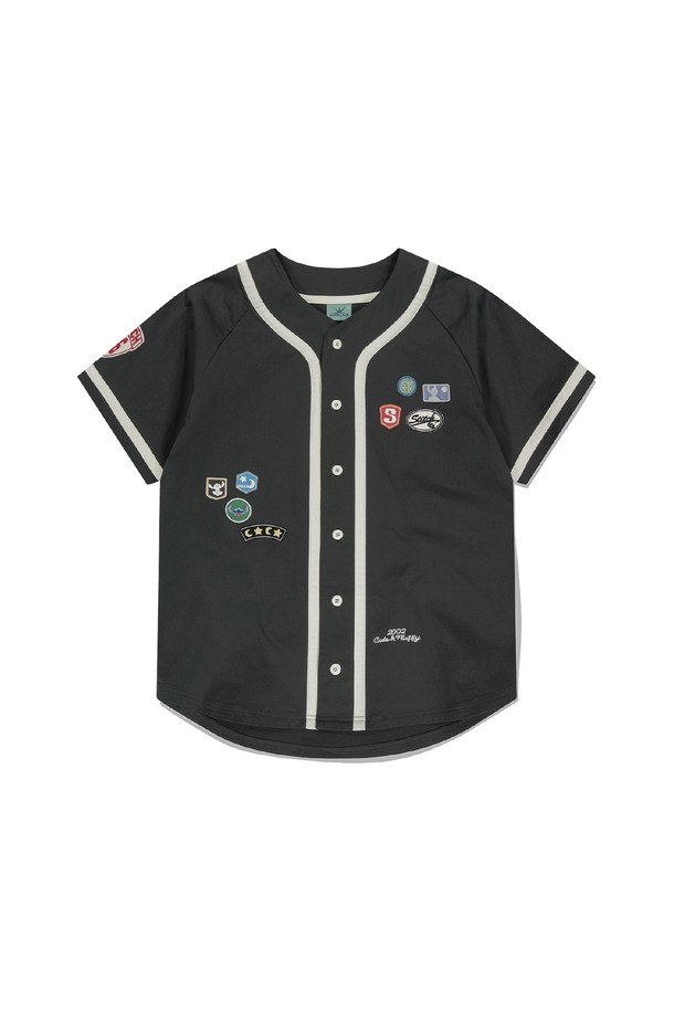 SUNLOVE - 반팔티셔츠 - <STITCH> Wappen Baseball Shirt Charcoal