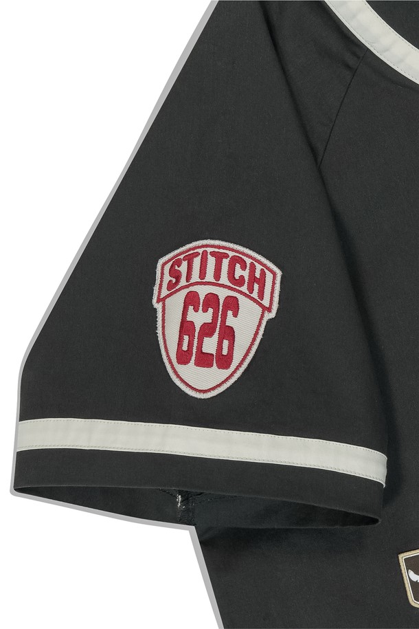 SUNLOVE - 반팔티셔츠 - <STITCH> Wappen Baseball Shirt Charcoal