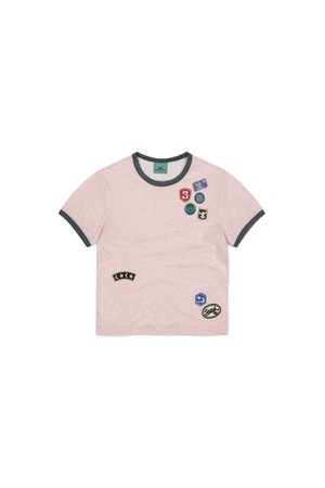<STITCH> W Wappen Ringer Tee Heather Pink