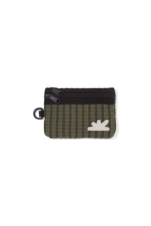 Zip Card Pouch Olive Grid