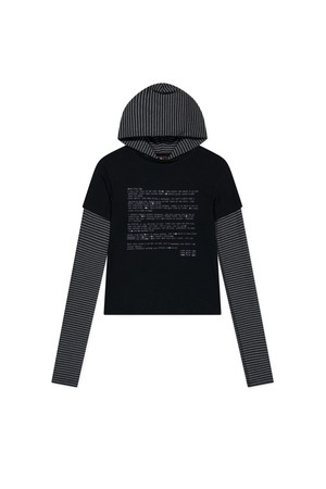 W Prose Layered Hooded Tee Black