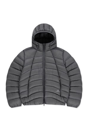 Hooded Fly Light Down Jacket Grey