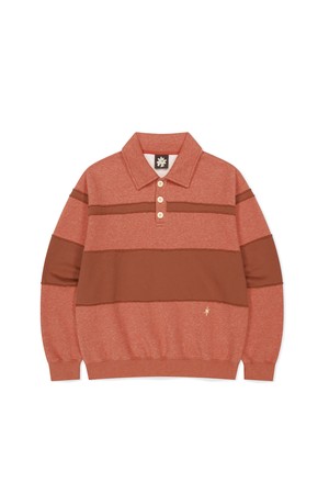 Layered Sweat Polo Heather Orange