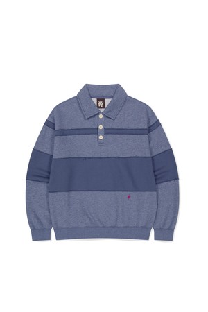 Layered Sweat Polo Heather Navy