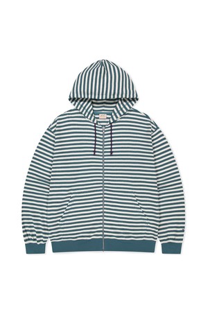 [HOME ALONe] Striped Waffle Zip Up Hoodie Blue