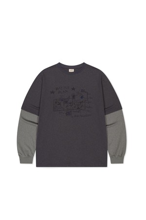 [HOME ALONe] Layered LS Tee Charcoal