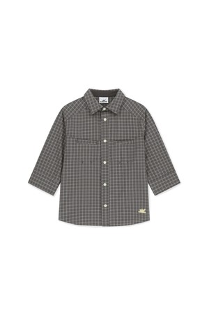 W Plaid 3/4 Sleeve Shirt Grey