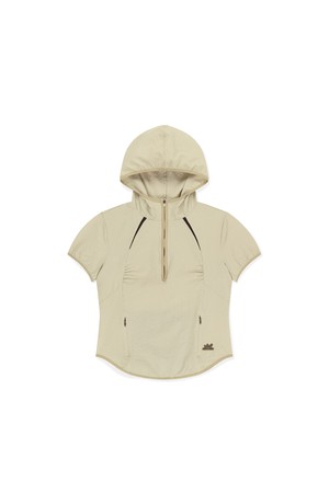 W Soar Half Zip Hooded Top Beige