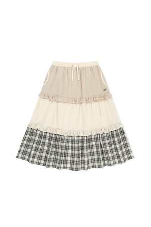 W Frill Long Skirt Ivory