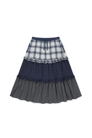 W Frill Long Skirt Navy
