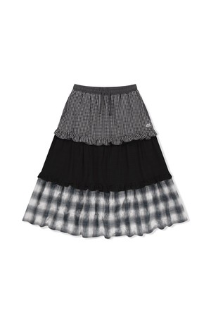 W Frill Long Skirt Black