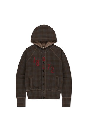 W 1872 Button Up Hoodie Brown
