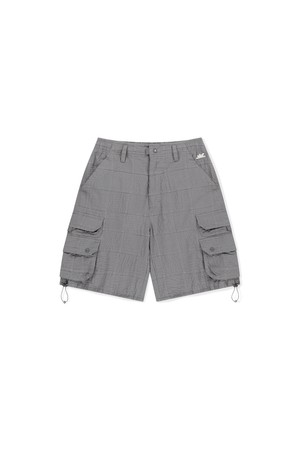 Seersucker Patchwork Cargo Shorts Grey