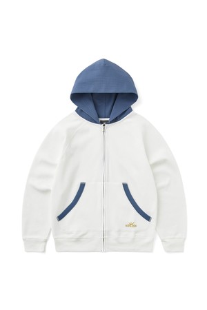 Aero Waffle Zip Up Hoodie White