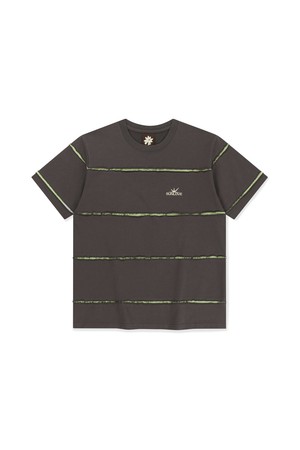 Raw Edge Stripe Tee Charcoal