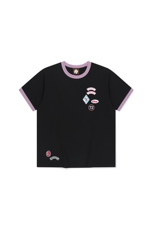 Multi Patch Ringer Tee Black