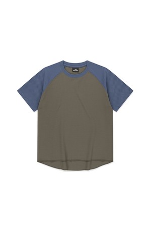 Aero Waffle Raglan Tee Taupe/Blue