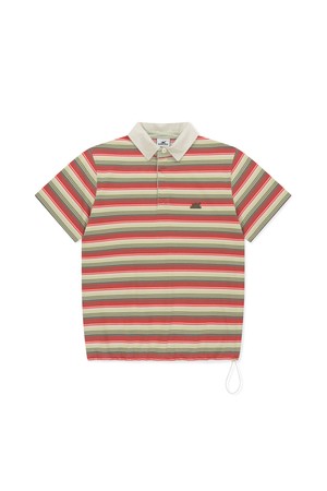 Striped Caddie Polo Red
