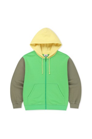 Block Zip Up Hoodie Green
