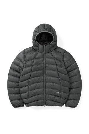 Hooded Fly Light Down Jacket Dark Grey