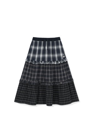 W Frill Flannel Long Skirt Navy
