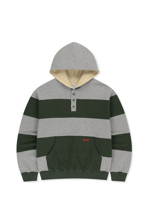 Rugger Stripe Hoodie Heather Grey