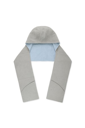 Reversible Fleece Hoodie Scarf Light Grey