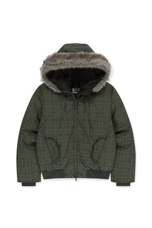 Vector Fur Down Jacket Olive Plaid