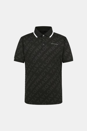 [테일러메이드] 남성 레터링 자가드 카라 반팔 티셔츠 TMTPN1142-199_BLACK-a