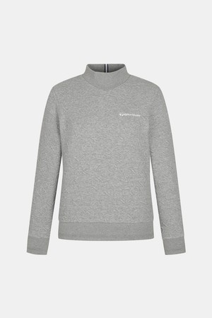 [테일러메이드] 여성 자가드 하이넥 맨투맨 티셔츠 TWTHN7243-193_GREY-a