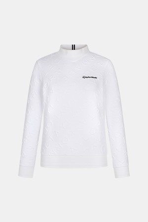 [테일러메이드] 여성 자가드 하이넥 맨투맨 티셔츠 TWTHN7243-101_WHITE-a