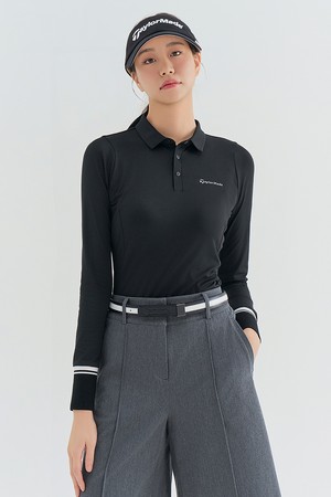 [테일러메이드] 여성 등판 니트 카라 티셔츠 TWTYN7241-199_BLACK-a