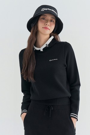 [테일러메이드] 여성 배색 후드 니트 TWSHN7321-199_BLACK-a