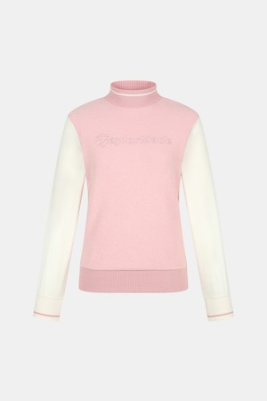 [테일러메이드] 여성 우븐 소매 부클 하이넥 티셔츠 TWTHN8142-403_PINK-a