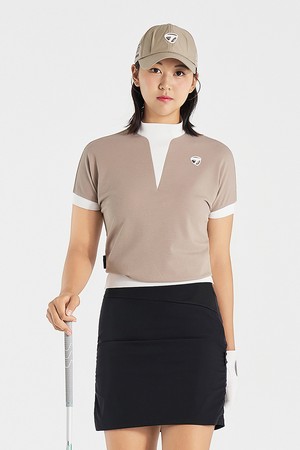[테일러메이드] 25FW 여성 하이넥 반팔 티셔츠 TWTHO7141-508_BEIGE-a
