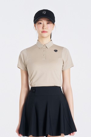 [테일러메이드] [엑셀러]25SS 여성 울져지 카라 반팔 티셔츠 TWTYO6143-509_BEIGE-a