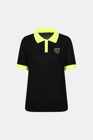[테일러메이드] 25SS 여성 컬러 포인트 카라 반팔 니트 TWSYO6222-199_BLACK-a