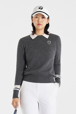 [테일러메이드] 25FW 여성 캐시미어 혼방 카라 니트 TWSYO7227-193_GREY-a