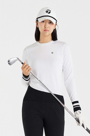 [테일러메이드] 25FW 여성 배색 라운드 니트 TWSRO7224-101_WHITE-a