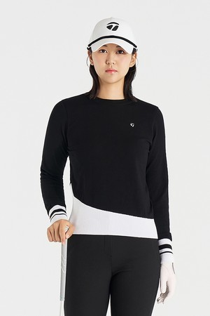 [테일러메이드] 25FW 여성 배색 라운드 니트 TWSRO7224-199_BLACK-a