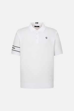 [테일러메이드] 25FW 남성 소매 로고 카라 반팔 니트 TMSYO3121-101_WHITE-a