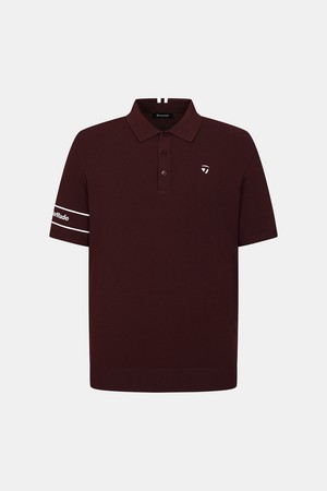 [테일러메이드] 25FW 남성 소매 로고 카라 반팔 니트 TMSYO3121-415_WINE-a