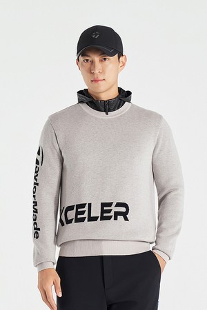 [테일러메이드] [엑셀러]25FW 남성 레터링 라운드 니트 TMSRO4121-508_BEIGE-a