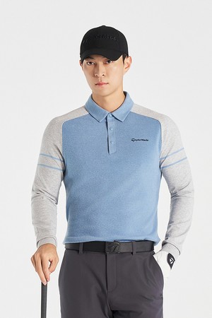 [테일러메이드] 25FW 남성 니트 하이브리드 카라 티셔츠 TMTYO3243-940_BLUE-a