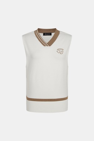[테일러메이드] 25FW 여성 배색 브이넥 니트 베스트 TWSVO7122-101_WHITE-a