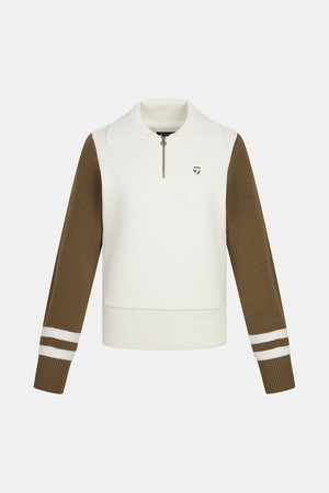 [테일러메이드] 25FW 여성 배색 카라 반집업 니트 TWSHO8124-101_WHITE-a