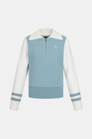 [테일러메이드] 25FW 여성 배색 카라 반집업 니트 TWSHO8124-940_BLUE-a