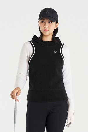 [테일러메이드] [엑셀러]25FW 여성 레이어드룩 후드 방풍 니트 TWSHO8125-199_BLACK-a