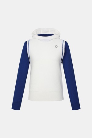 [테일러메이드] [엑셀러]25FW 여성 레이어드룩 후드 방풍 니트 TWSHO8125-907_BLUE-a
