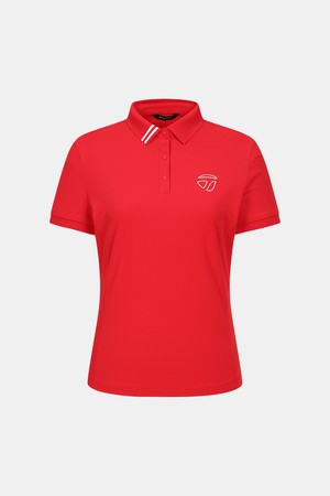 [테일러메이드] 26SS 여성 배색 포인트 카라 반팔 티셔츠 TWTP66742-500_RED-a